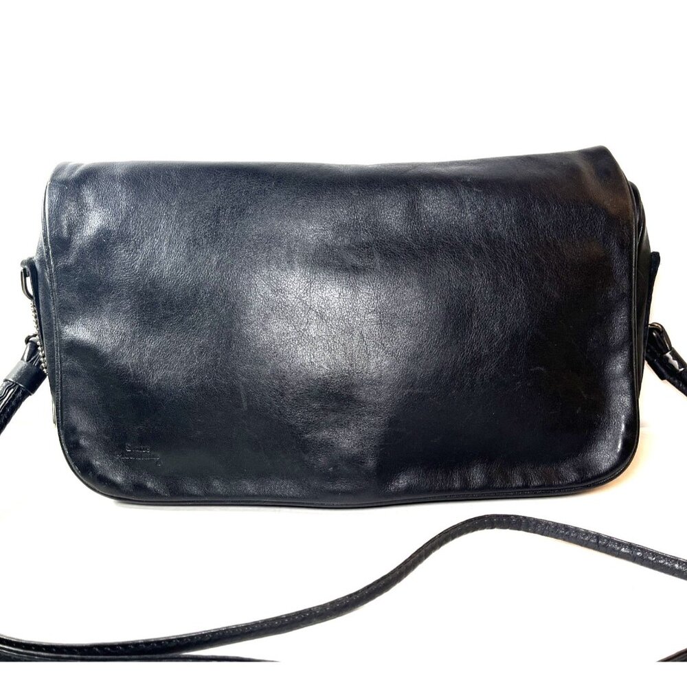 Stone Mountain Black Leather Shoulder Bag - Lightly Distressed